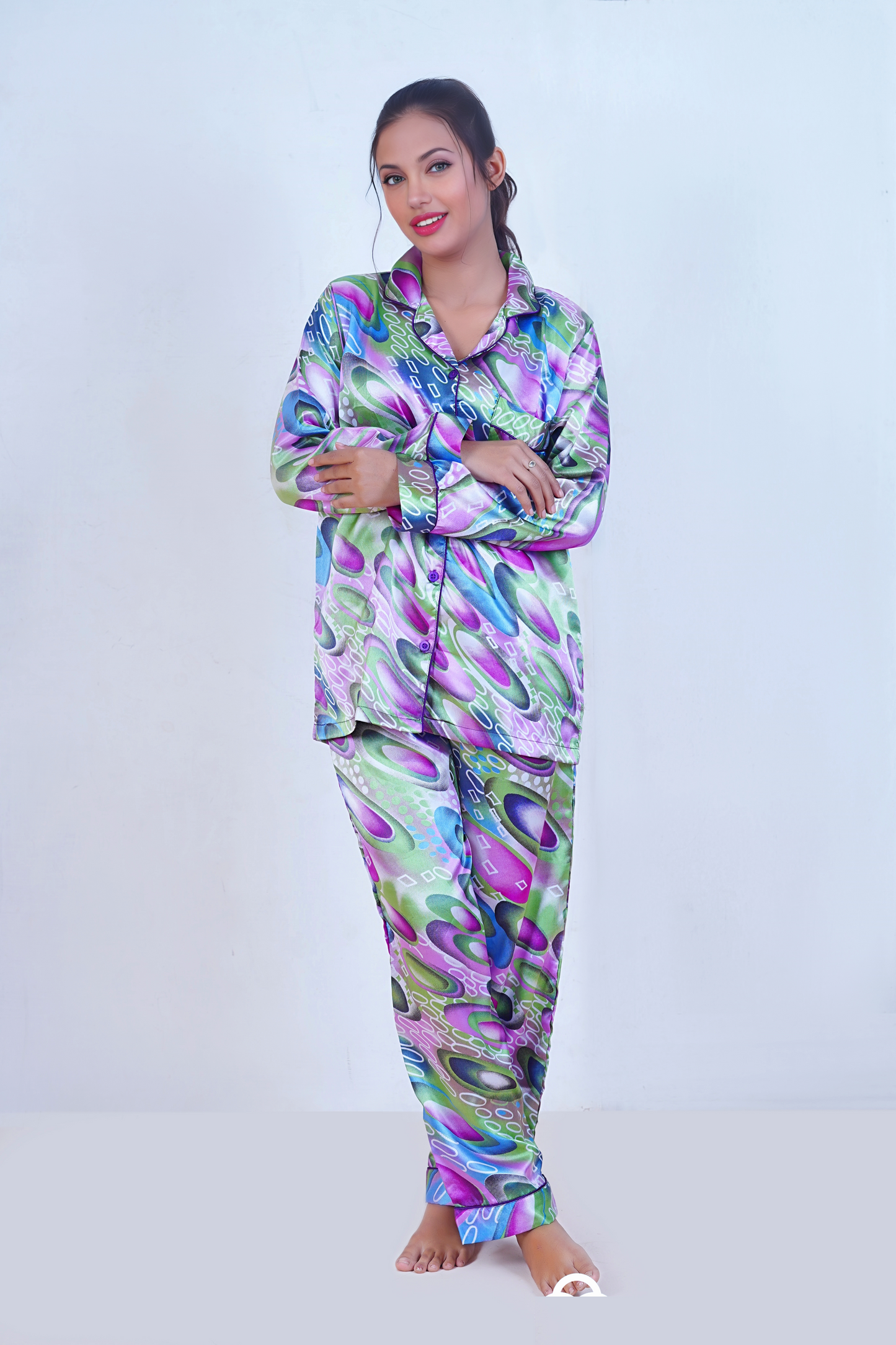 g&g Blissful Dreams Nightwear Women Printed Pajama Set Nightdress