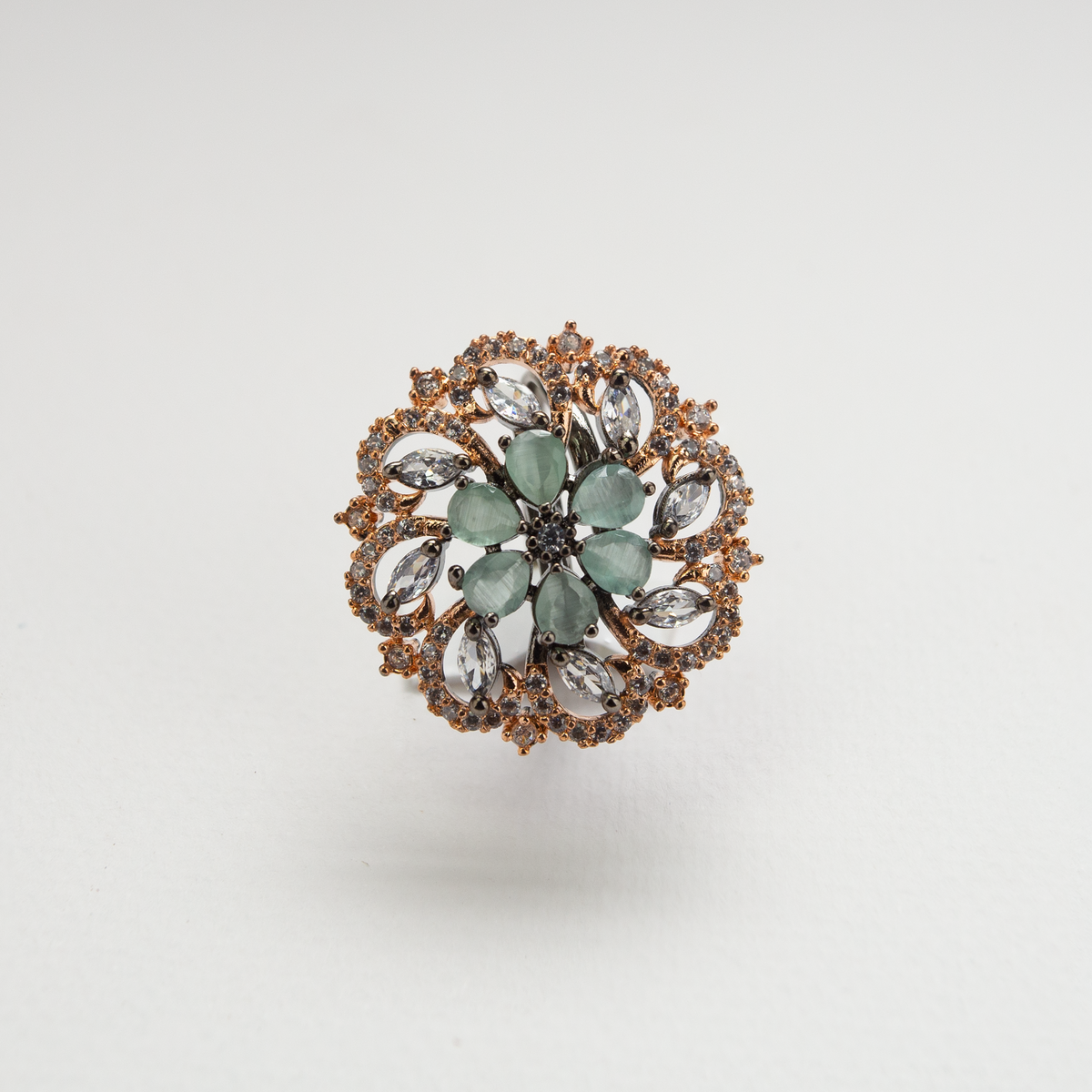 Green Zicron Crystal Ring