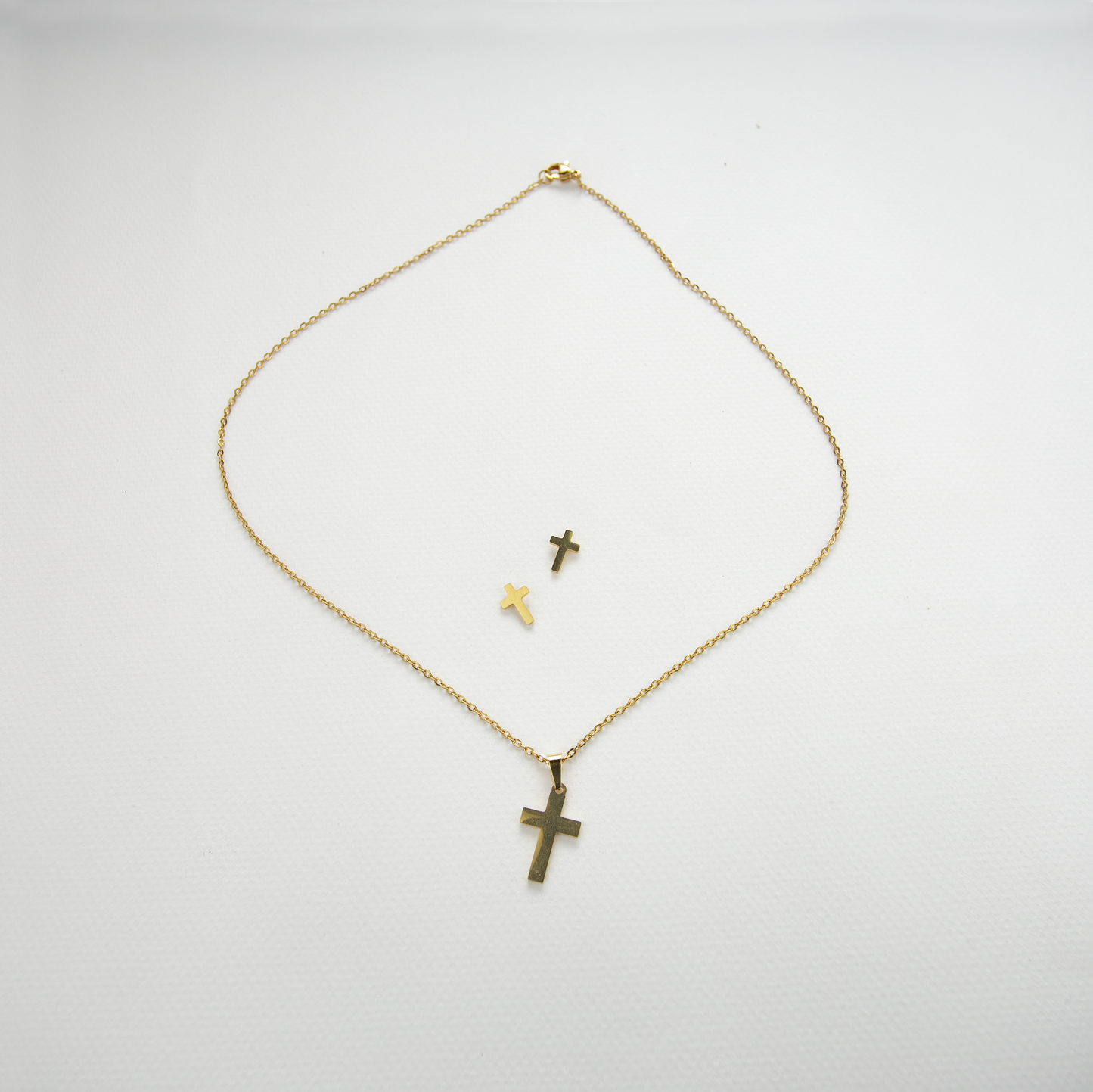 Cross Golden Plated Earrings & Necklace