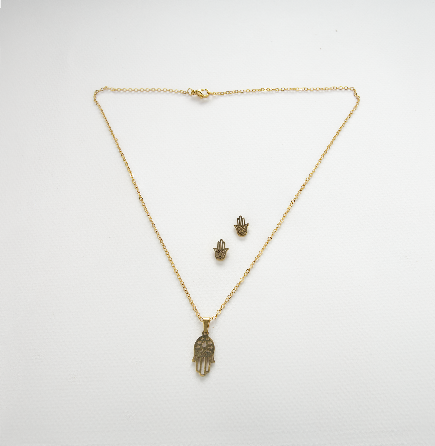 Hamsa Hand Golden Plated Earrings & Necklace