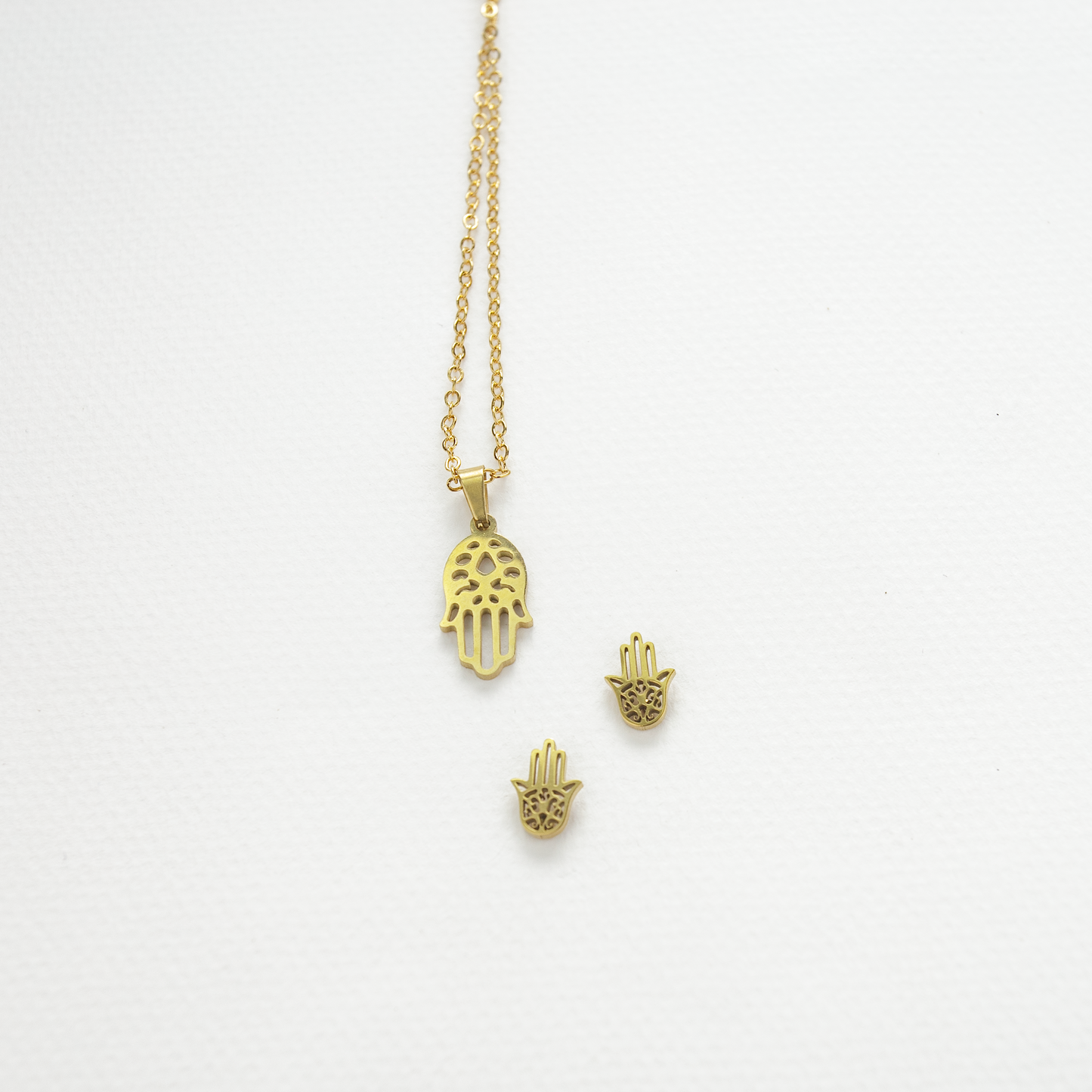 Hamsa Hand Golden Plated Earrings & Necklace