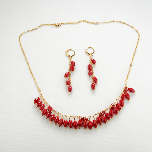 The Dream Set (Earrings Necklace) Red