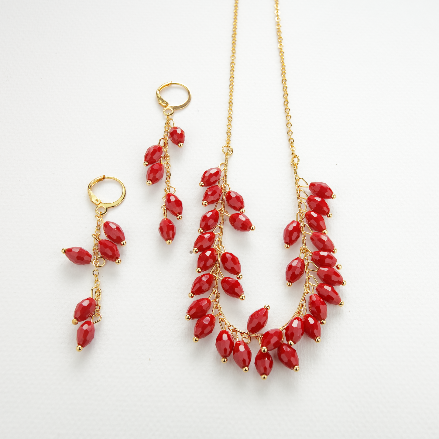 The Dream Set (Earrings Necklace) Red