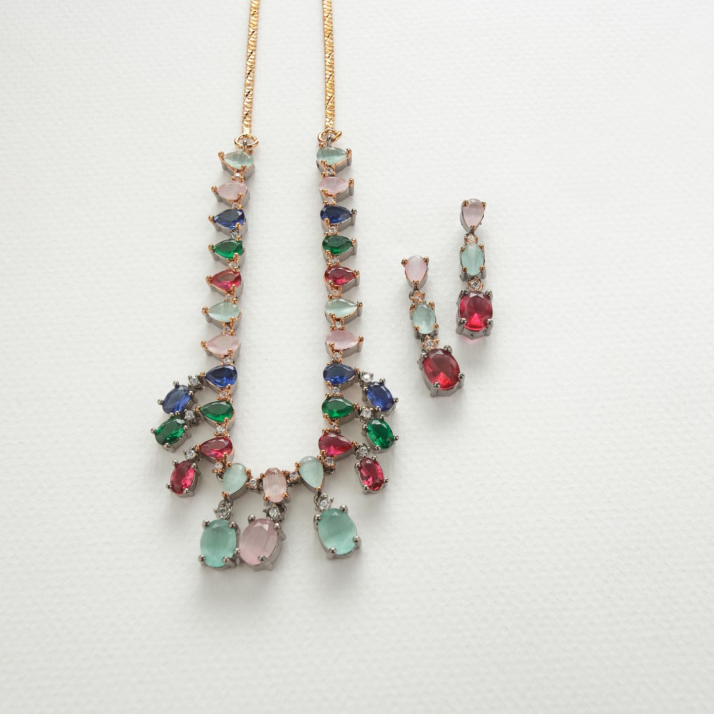 Drappy Multi Colour Set (Bracelet Earrings Ring Necklace)