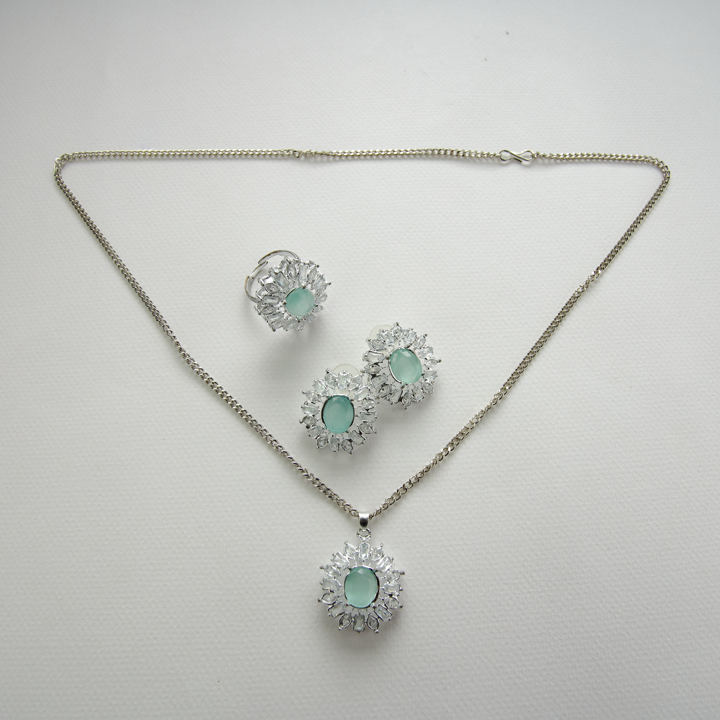 Ice spike set (Ring Necklace Earrings) Teal