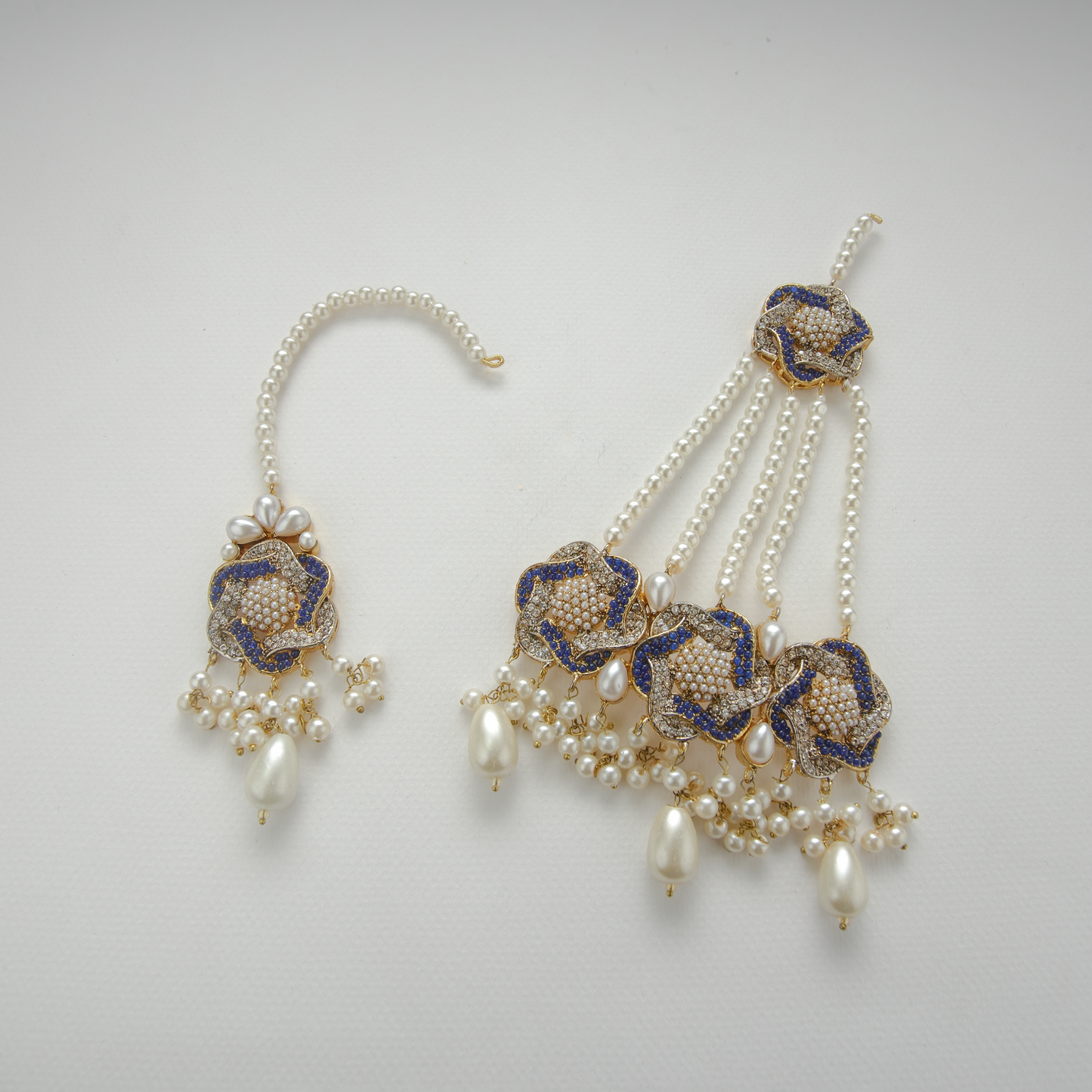 Starry Nights Set (Tikka Ghumar Earrings Necklace) Royal Blue