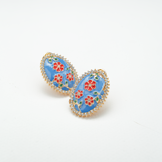 Paint GÇÿem Flower (Blue) Earrings