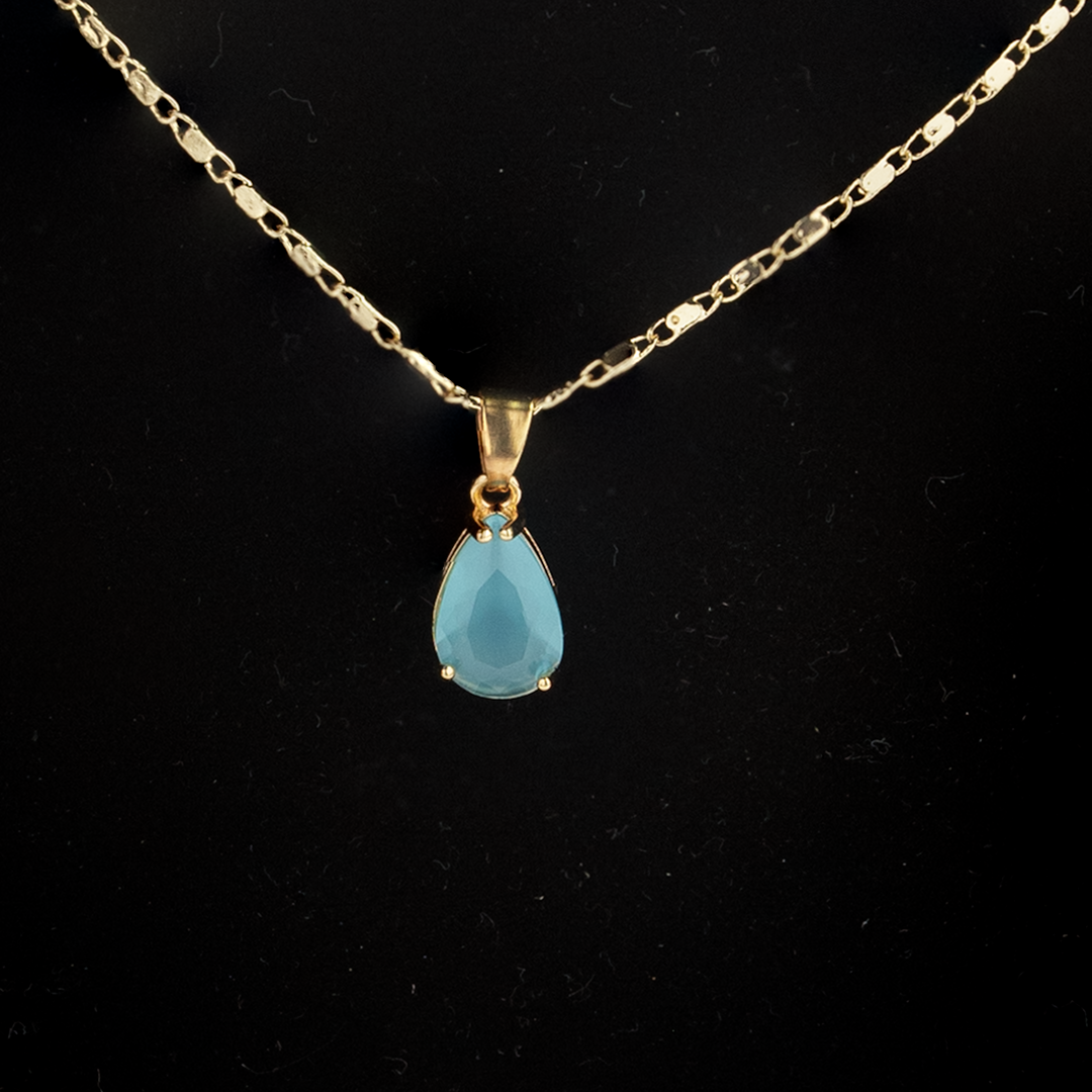 Almond Necklace With Earrings (Blue)