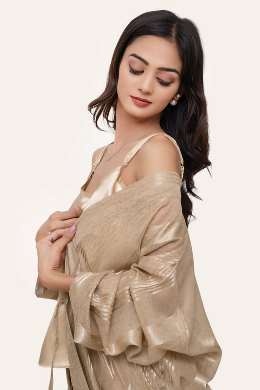 Mist Beige Kimono Robe with Cami & Pajama