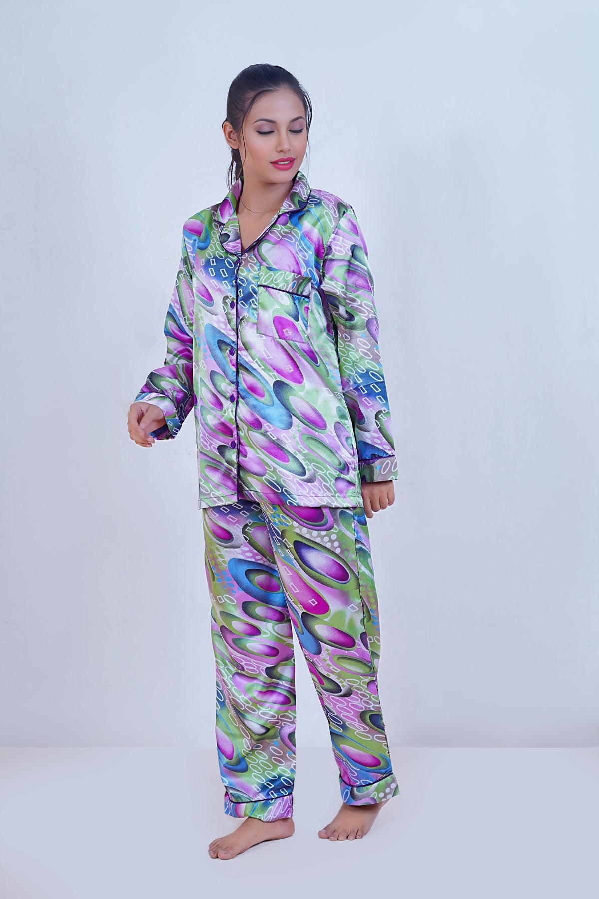 g&g Blissful Dreams Nightwear Women Printed Pajama Set Nightdress