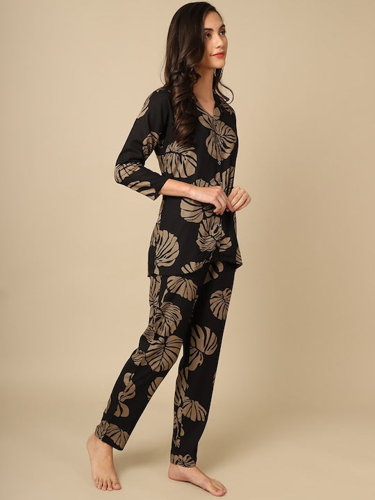 Floral - Black & Brown Pyjama