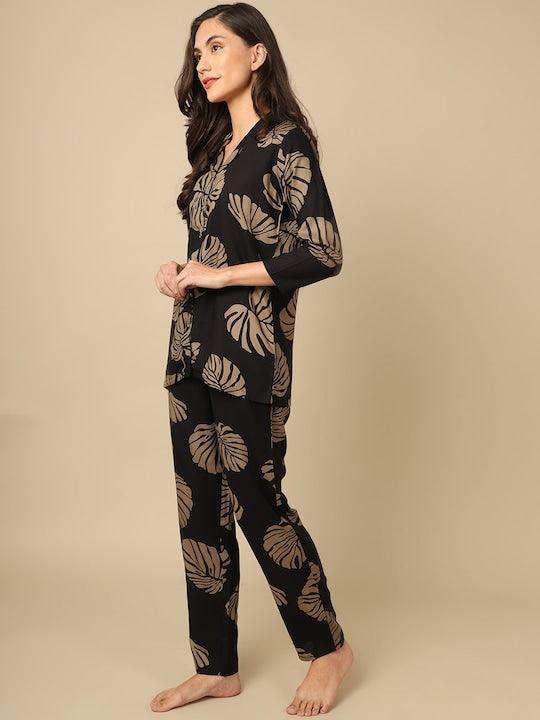 Floral - Black & Brown Pyjama