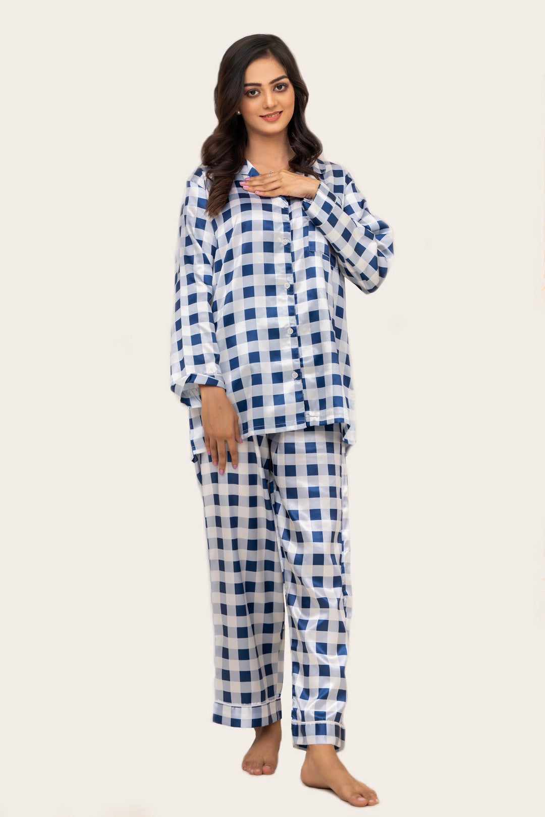 Blue & White Chequered PJ