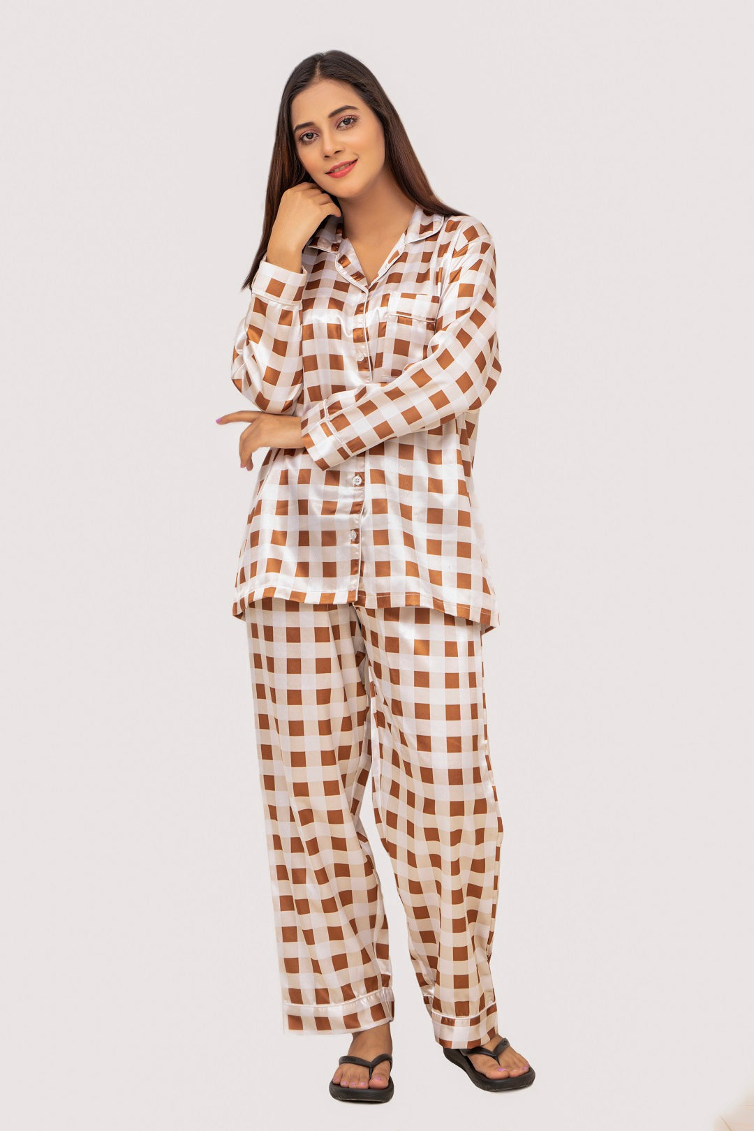 Brown & White Chequered PJ