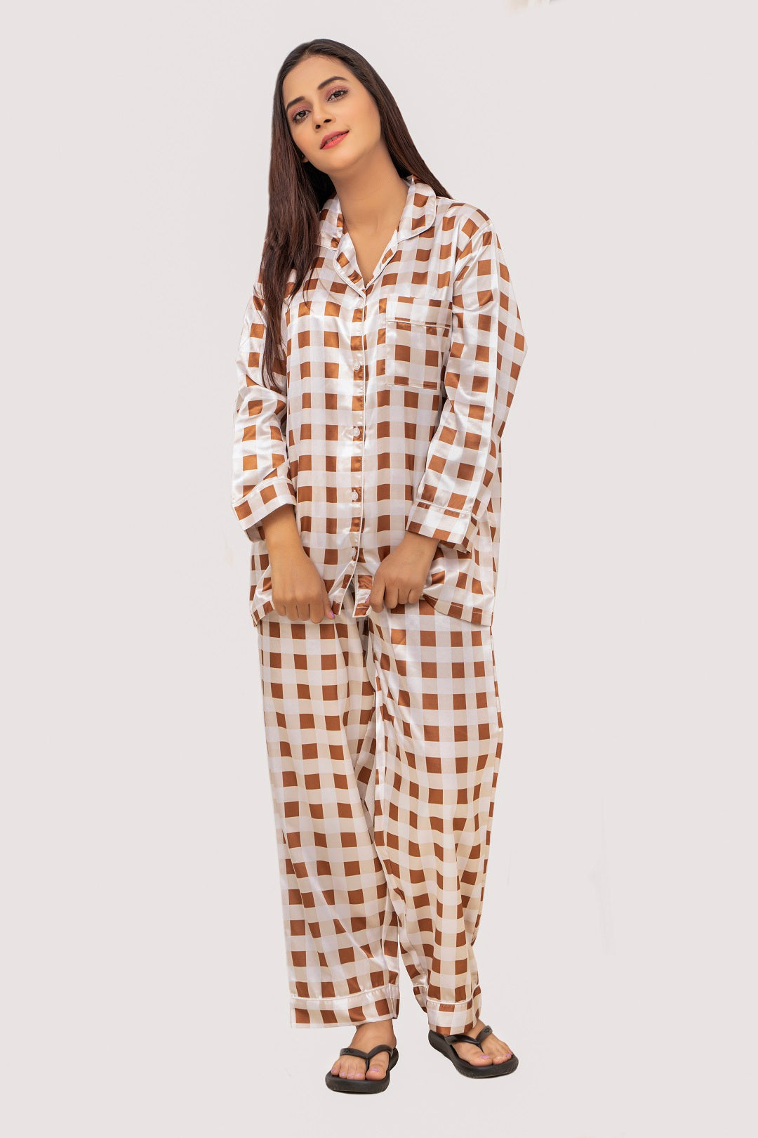 Brown & White Chequered PJ