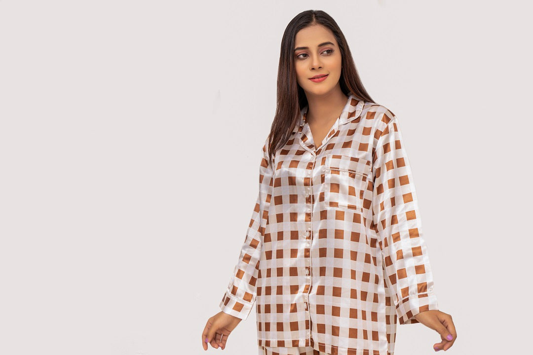 Brown & White Chequered PJ