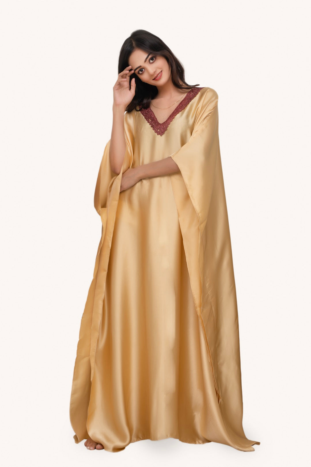 Gold Butter Cream Charmeuse Kaftan