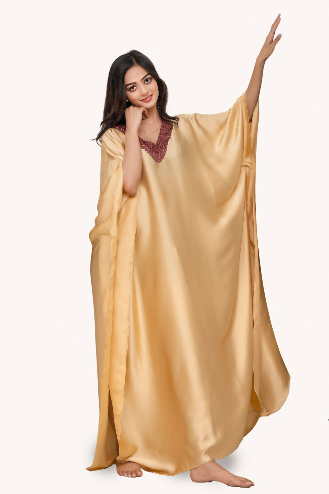 Gold Butter Cream Charmeuse Kaftan