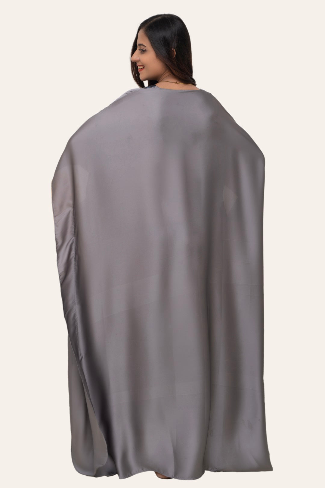 Grey Butter Cream Charmeuse Kaftan