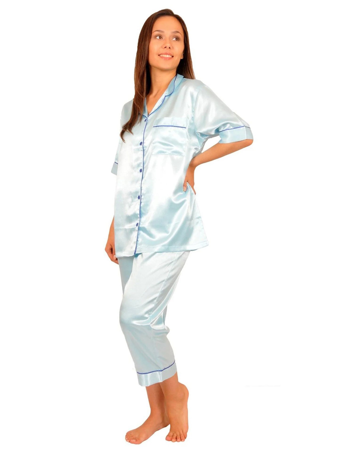 g&g  Silky Satin Contract Pippin Pajama set Night Drees For Girls