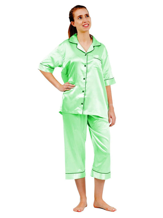 g&g Silky Satin Pista Contract Pippin Pajama set Night Drees For Girls