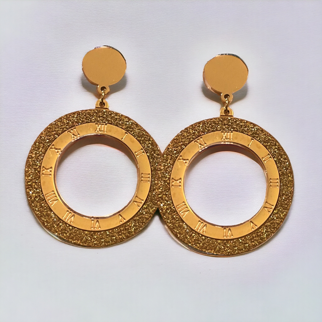 Golden Retro Sphere Earrings