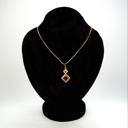 Diamond Shape, Champagne & Gold Necklace