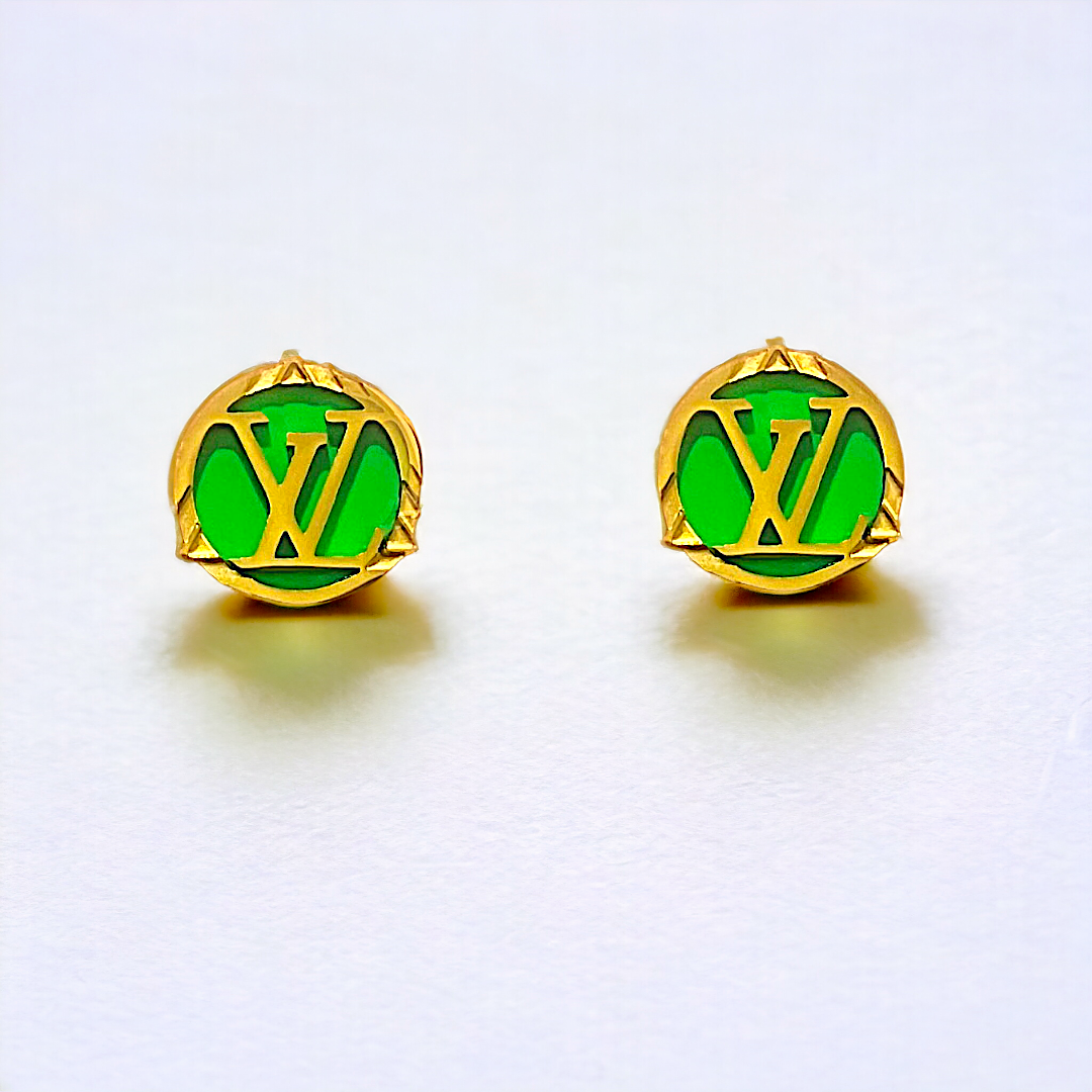 LV Neon Green Golden Studs