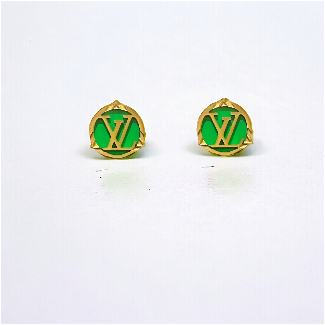 LV Neon Green Golden Studs