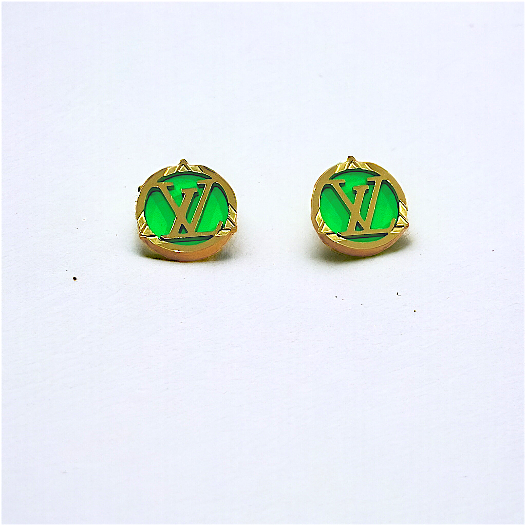 LV Neon Green Golden Studs