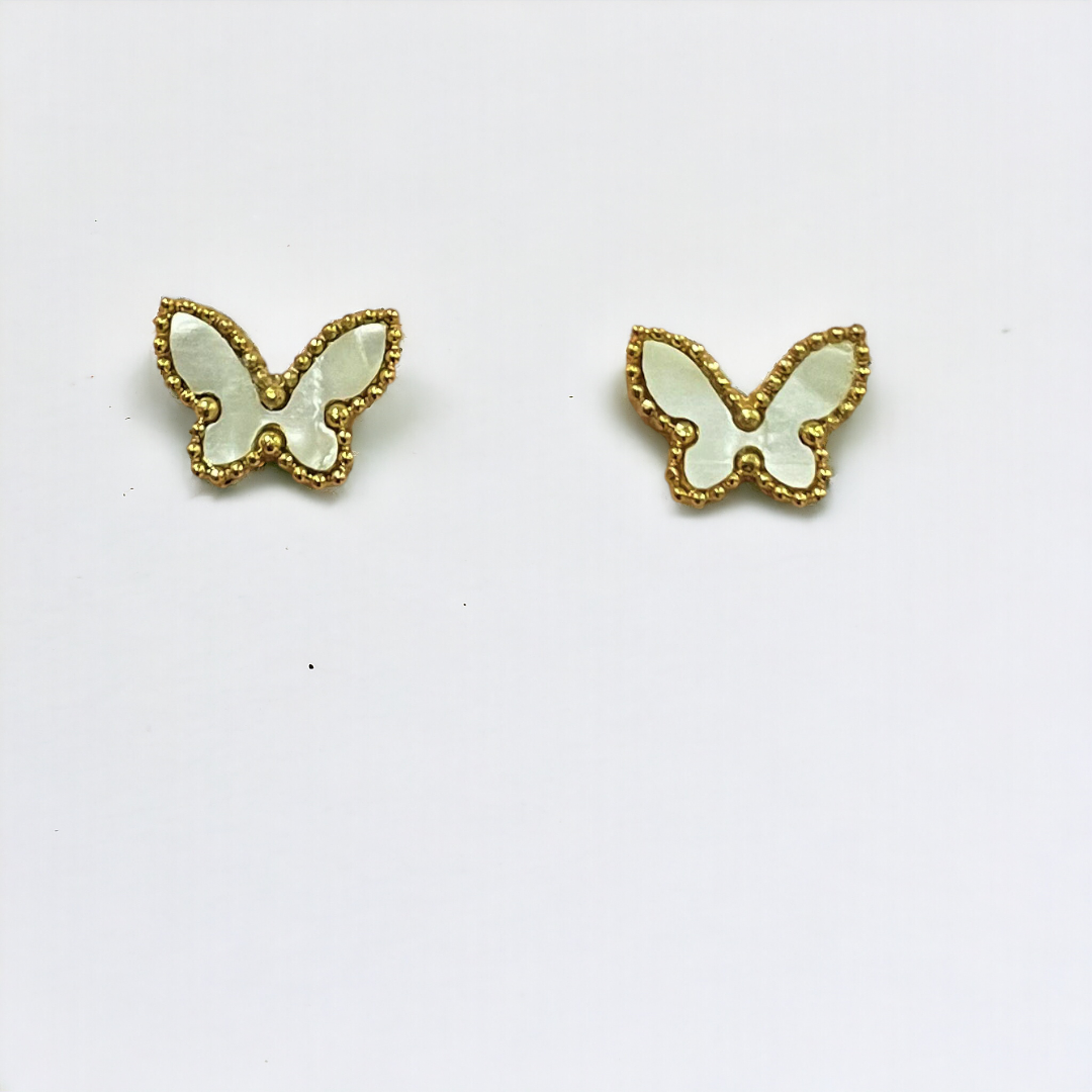 White Butterfly Studs