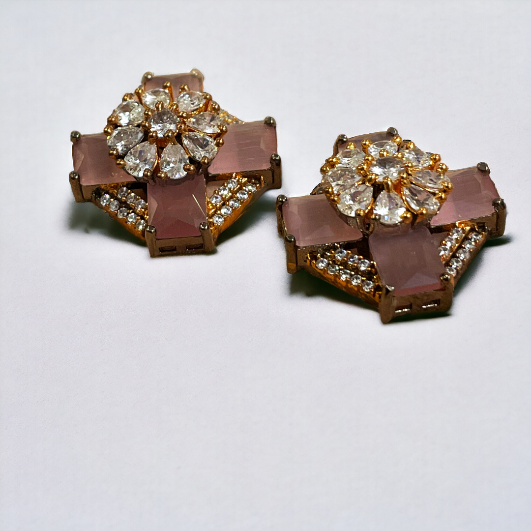 Pink Cluster Earrings