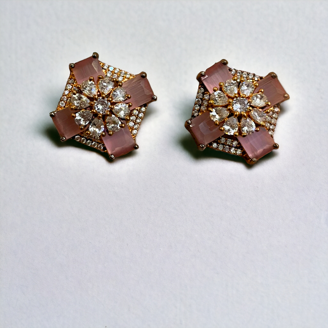 Pink Cluster Earrings