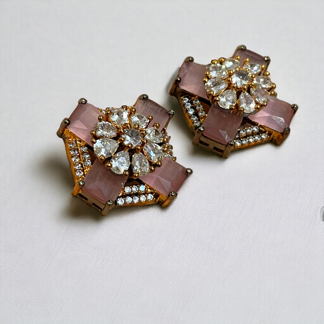 Pink Cluster Earrings