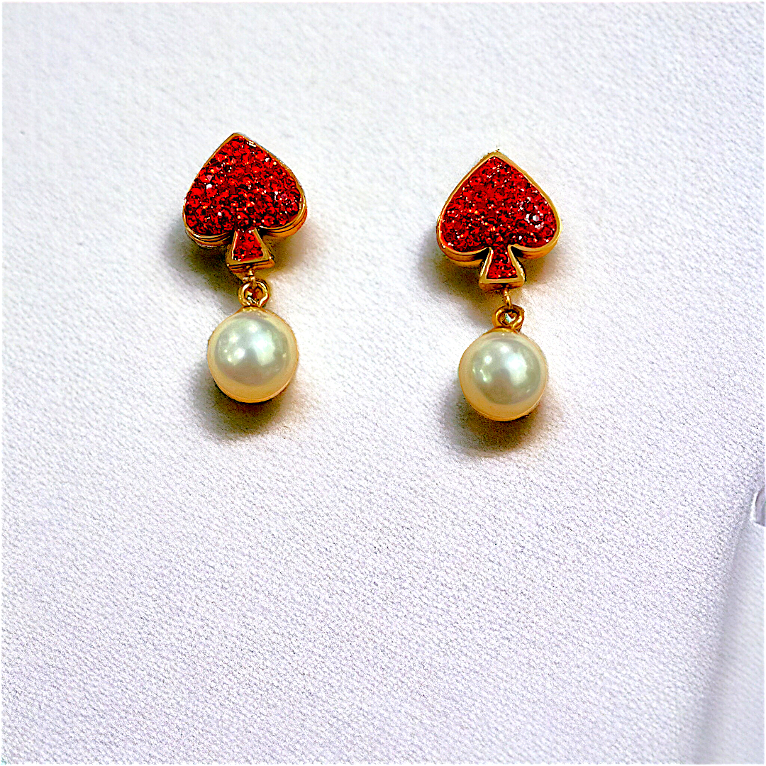 Red Spades Ball Earring