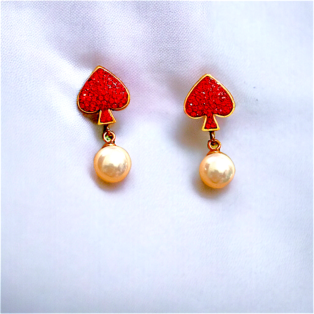 Red Spades Ball Earring