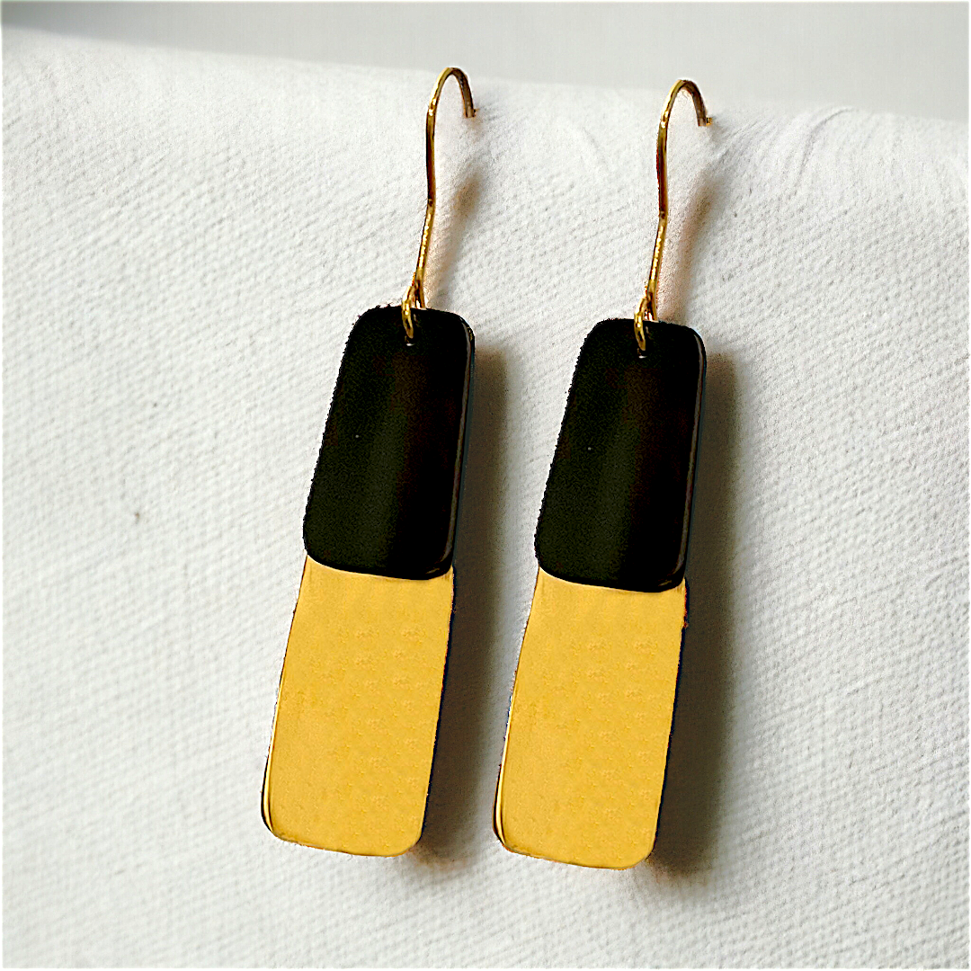 Black Golden Tassel Earrings