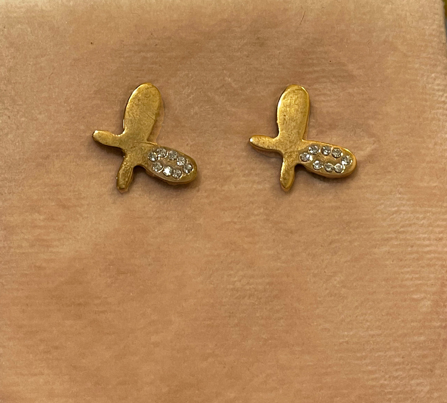 Golden Butterfly Studs