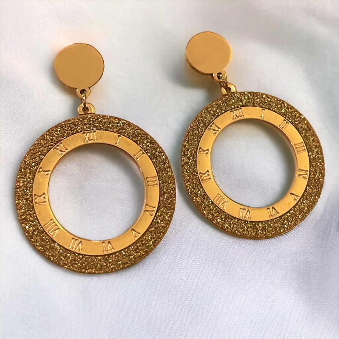 Golden Retro Sphere Earrings