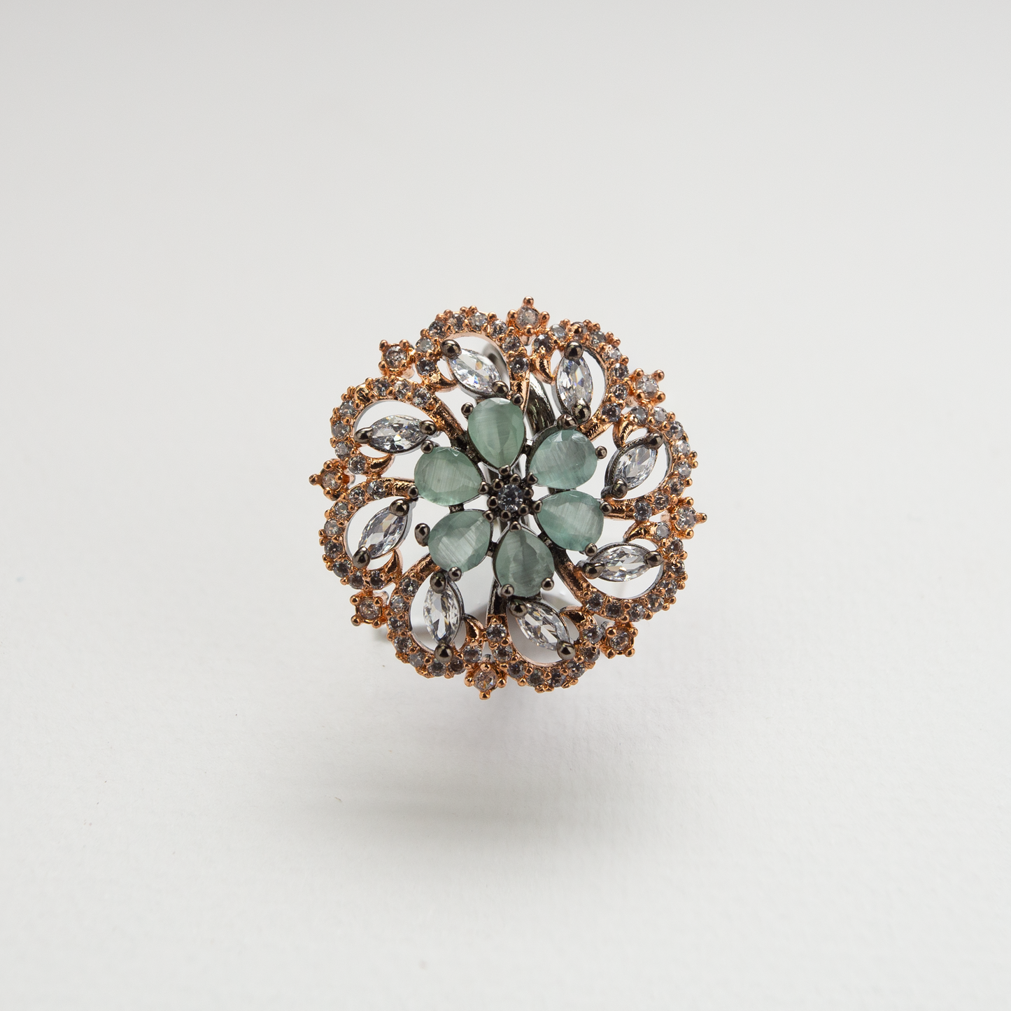 Green Zicron Crystal Ring