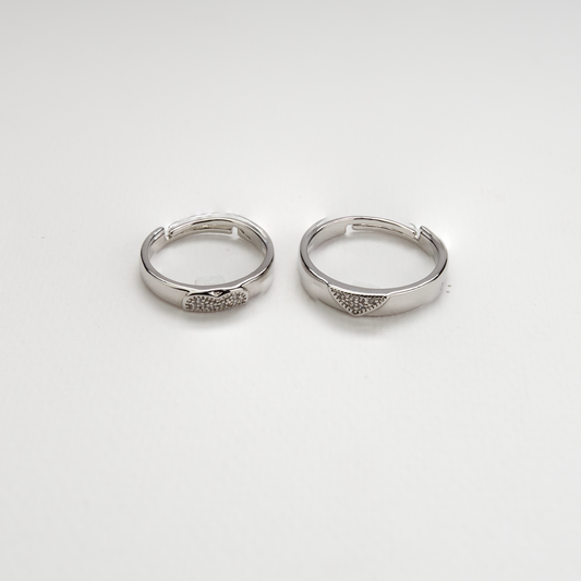 Couple Silver Open Adjustable Ring