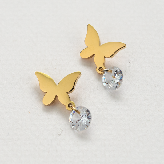 Golden Butterfly Zircon Studs