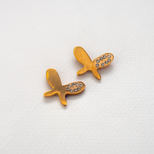 Golden Butterfly Studs