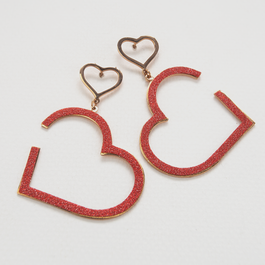 Red Heart Drop Hoops