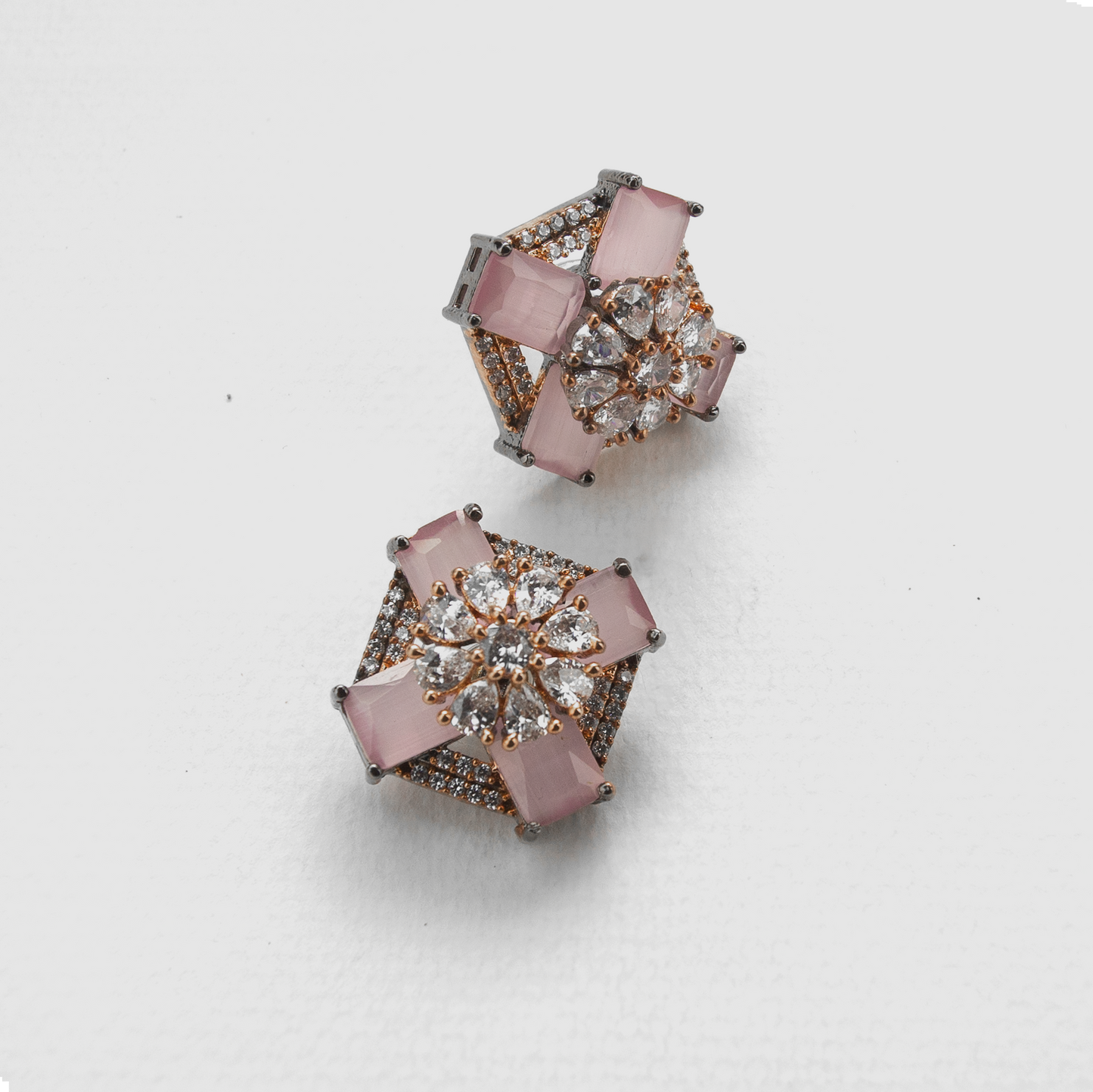 Pink Cluster Earrings