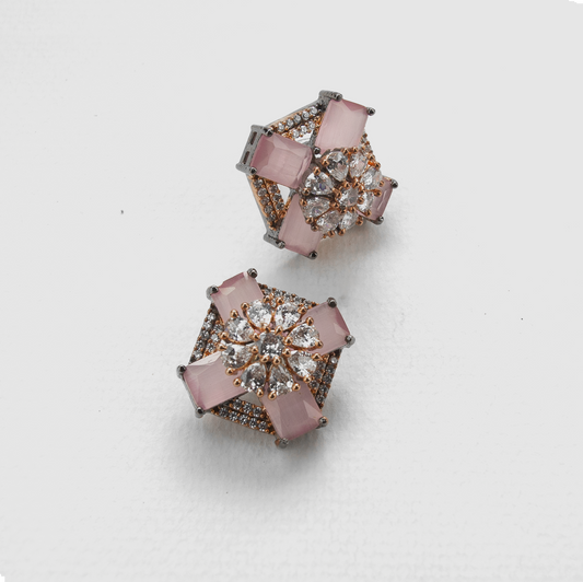 Pink Cluster Earrings