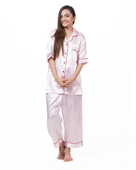 g&g Silky Satin Pink Contract Pippin Pajama set Night Drees For Girls Success