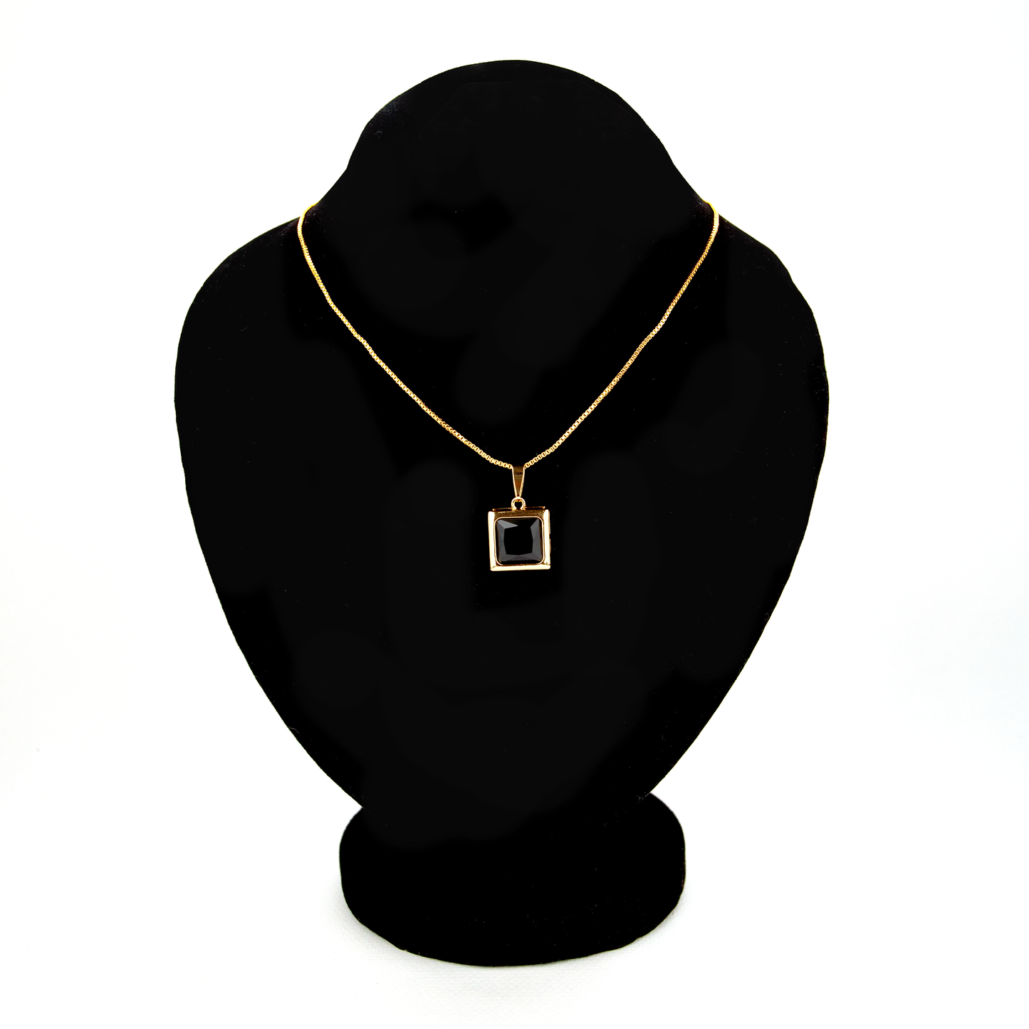 Square Minimalistic, Black and Gold Necklace