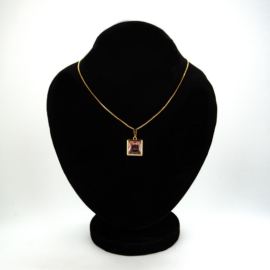 Square Minimalistic, Blush and Gold Necklace