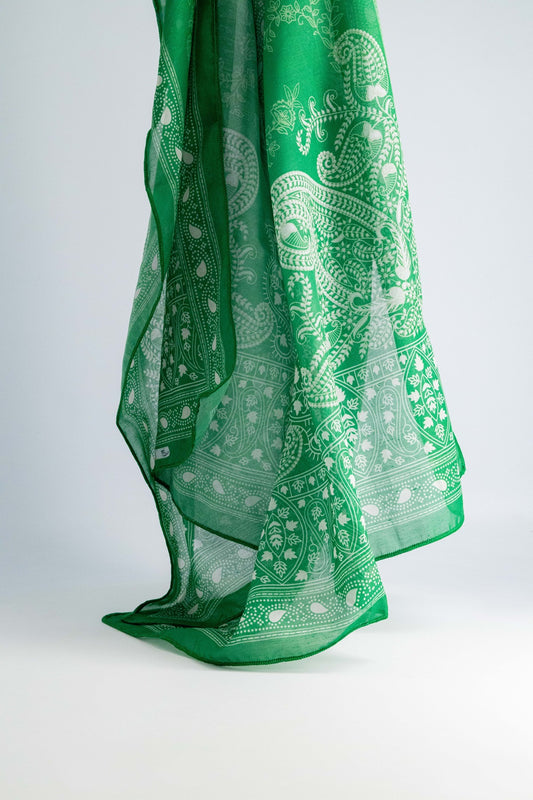 GREEN PRINTED STOLE